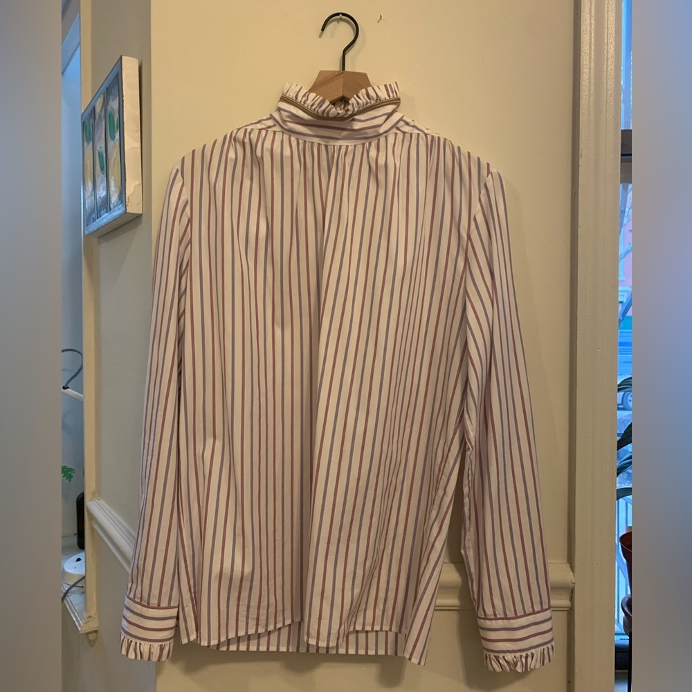 Striped Gucci Mens shirt / blouse - Fits S / XS. Ruffled collar + sleeve details